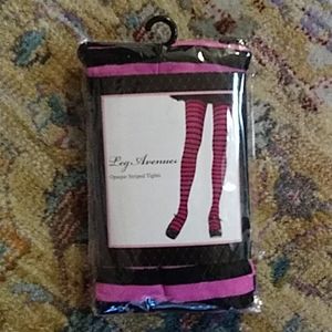 Leg avenue pink black candy stripe tights one size